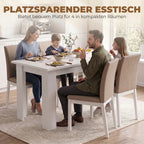 Esstisch mit verstecktem Stauraum, rechteckiger Küchentisch mit Seitenfächern, Weiß