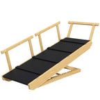 Hunderampe, h?henverstellbar, klappbar, Gel?nder, f¨¹r Hunde bis 40kg, Holzrahmen, 85 x 40 x 61 cm, Schwarz