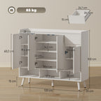 Schuhschrank mit grifflosem Design, 4 T¨¹ren, 4 verstellbare Regale, freistehendes Schuhregal mit 5 Holzbeinen, Holz, Wei?