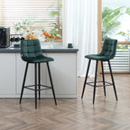 Barhocker 2er-Set, modernes Design, weicher Sitz, Stahlrahmen, 42 x 55 x 103 cm, Grün
