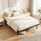 Bettgestell, 140 x 200 cm Metallbett mit Stauraum unter dem Bett, Metallgestell mit Lattenrost, kein Boxspring nötig