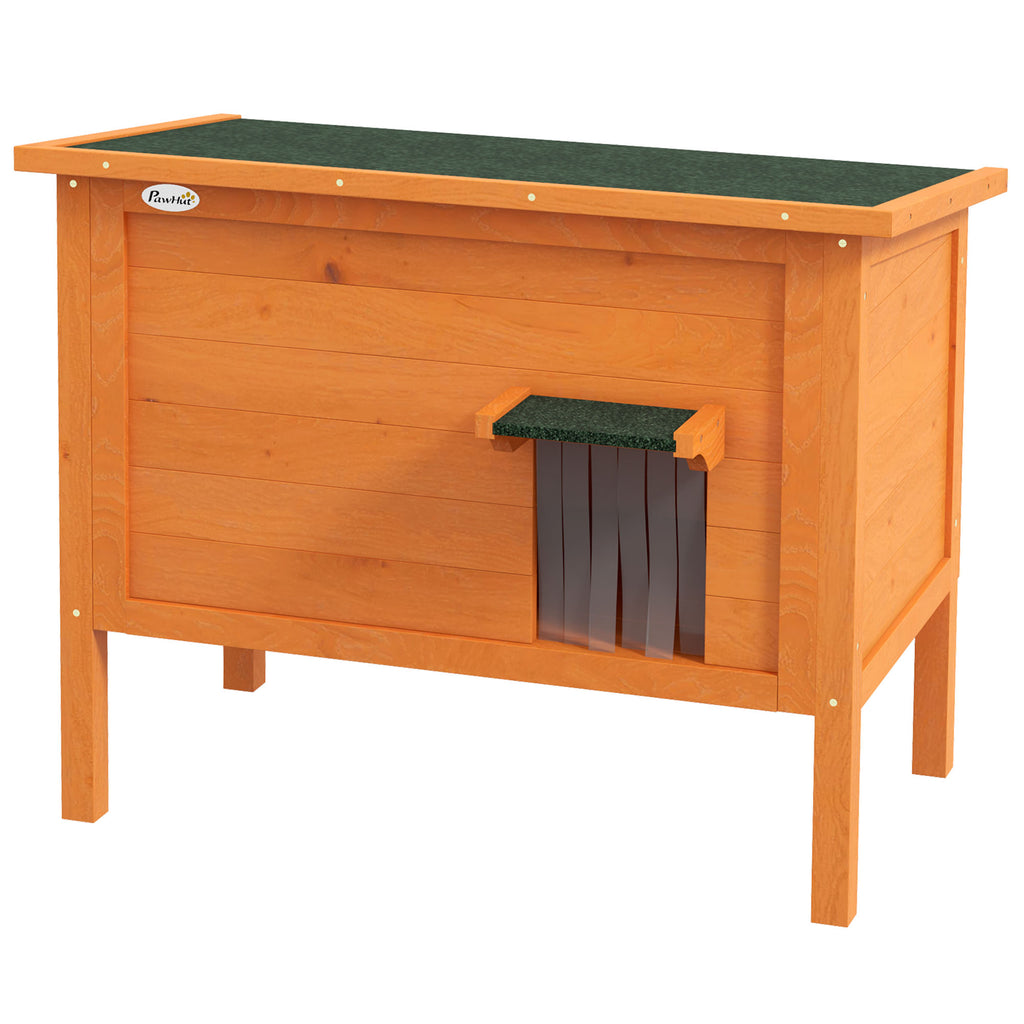 Feral Cat House, Wooden Insulated with Removable Floor, Water-Resistant Openable Roof - Orange