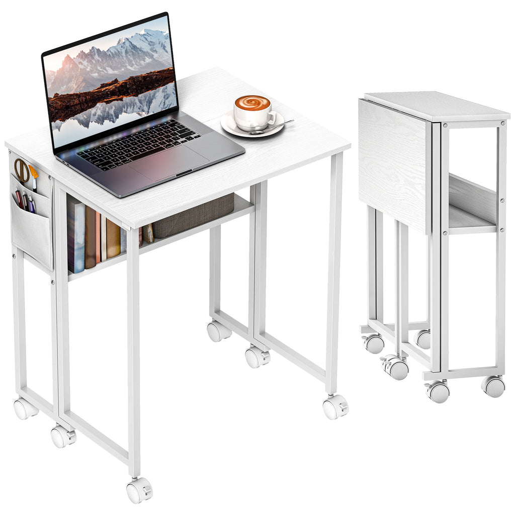 63 cm Drop Leaf Writing Work Desk - White