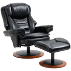 Relaxsessel mit Ottomane, Liegesessel, 360° drehbar, verstellbare Rückenlehen, Schwarz + Braun