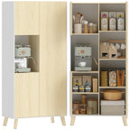 170 cm Küchenschrank, Moderner Schrank mit offenem Fach, verstellbaren Regalen, Naturholz-Optik