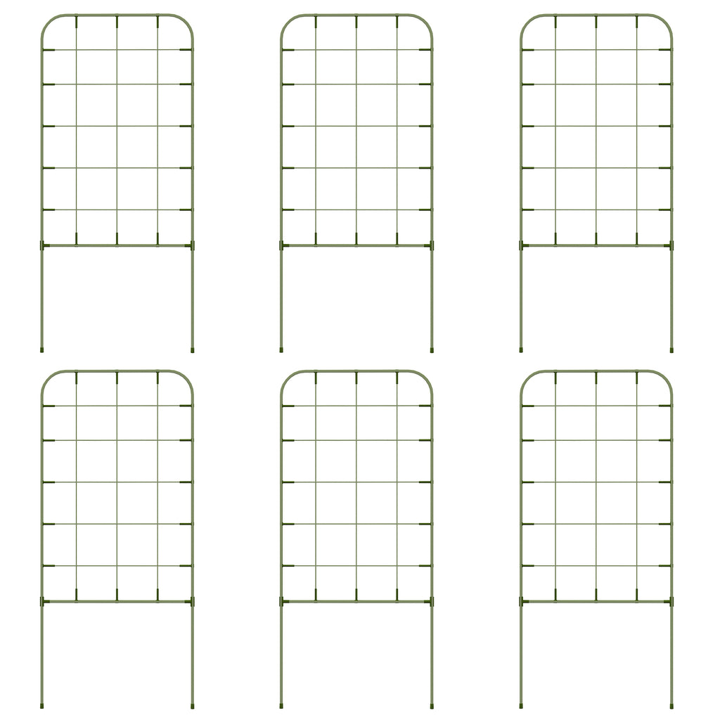 Rankgitter-Set, 6 Metallspaliere für Kletterpflanzen, Stahl, 40 x 90 cm, Grün