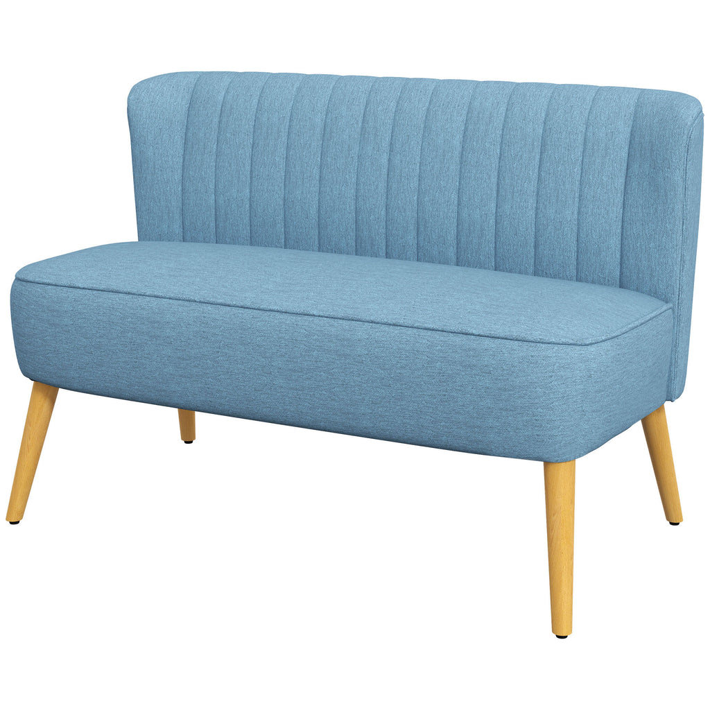 2-Sitzer Sofa, weiche Polsterung, pflegeleichter Bezug, bis 220 kg, 117 x 56,5 x 77 cm, Blau
