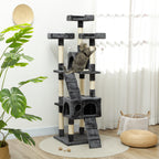 173cm Cat Tree Scratching House, Activity Play Centre, Grey