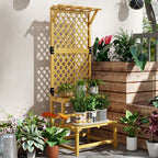 Wooden Plant Stand, with Trellis - Natural Finish