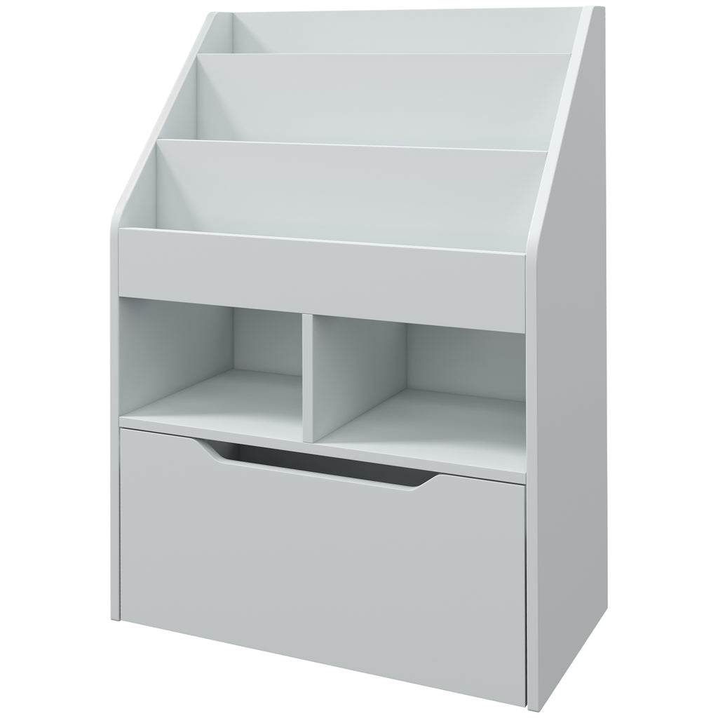 Kinderregal mit Schublade, Bücherregal mit Fächern, 60 x 29,9 x 90 cm, Grau