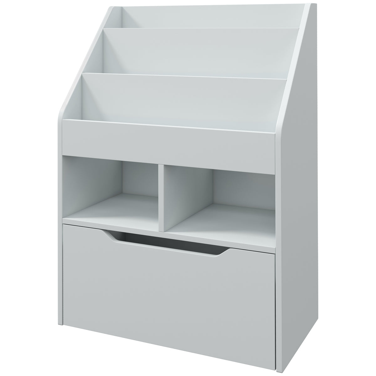 Kinderregal mit Schublade, Bücherregal mit Fächern, 60 x 29,9 x 90 cm, Grau