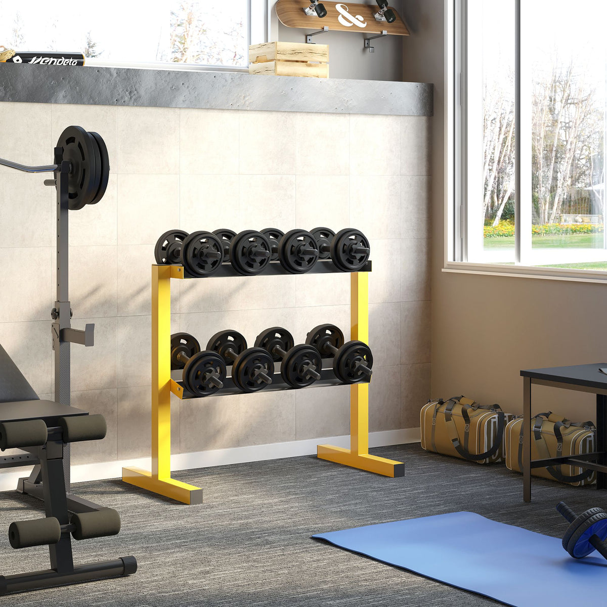 Dumbbell Rack Stand, 2-Tier Weight Storage Organiser, Stable Dumbbell Holder for Home Gym, 270kg Capacity