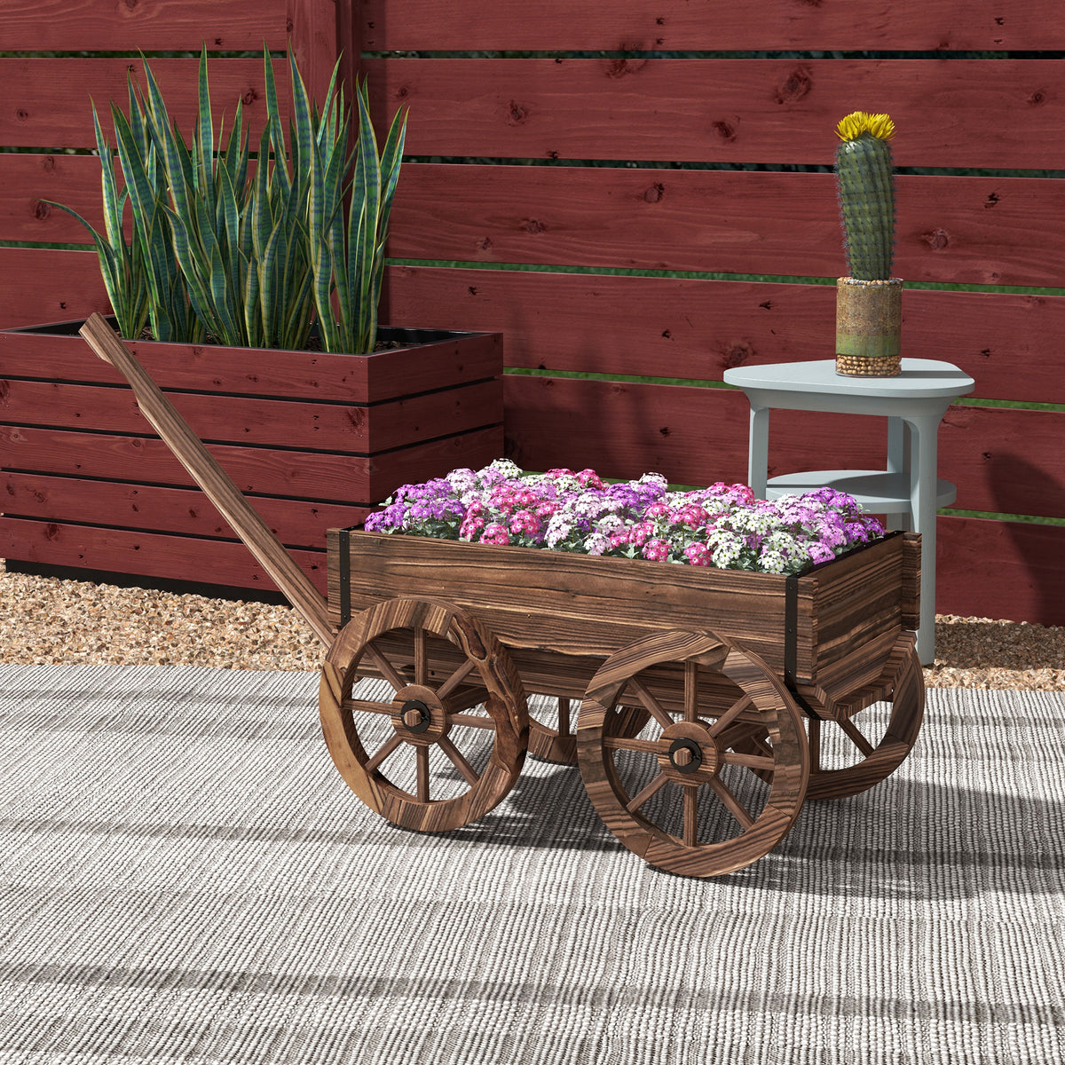 Pflanzen-Schubkarre Hochbeet aus Holz, wetterbest?ndig, 120 x 41 x 50 cm, Braun