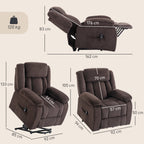 Aufstehsessel mit weichem Bezug, Recliner-Sessel mit Fernbedienung und Seitentaschen, Braun