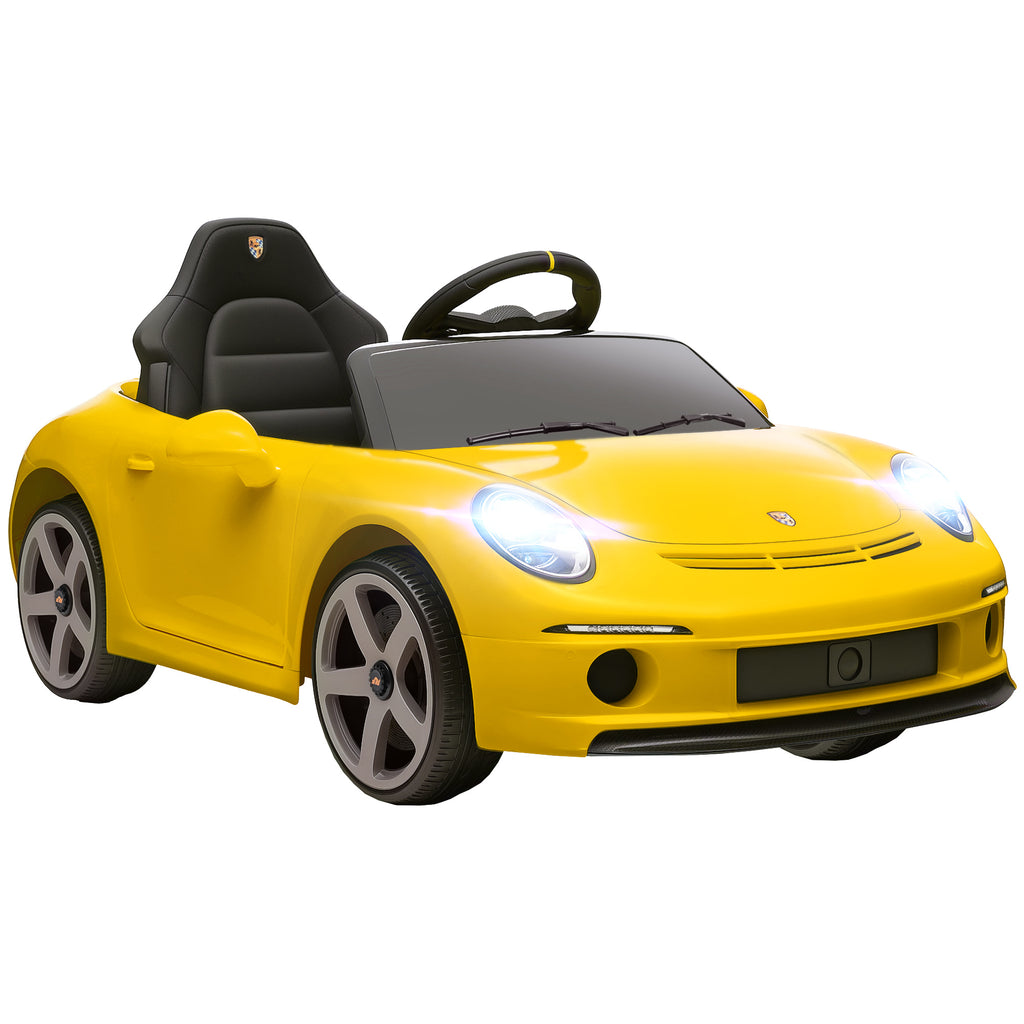 Elektrisches Aufsitzauto f¨¹r Kinder, fernsteuerbar, Musik, Hupe, USB, Sicherheitsgurt, f¨¹r 3-5 Jahre, Gelb