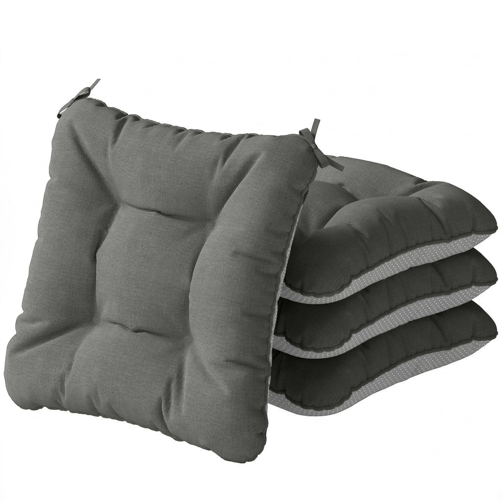 4er Set Sitzkissen 39,5 x 39,5 x 10 cm Stuhlkissen mit Bändern, rutschfeste Outdoor Indoor Sitzauflage