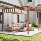 3 x 3 m Retractable Roof Pergola - Natural Wood Finish