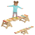 2 In 1 Balance Wippe Kinder, Schwebebalken aus Holz, Wippe Schaukelwippe Garten, Balance Board 133 x 38 x 24 cm