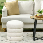 Hocker, rund, Teddyfleece, bis 120kg, ¦µ40x45H cm, Cremewei?