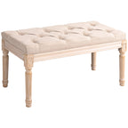 Sitzbank Vintagedesign Vintagebank, Knopfheftung, gedrechselte Beine, Shabby Chic, Creme