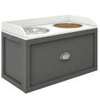 Stainless Steel Raised Dog Bowls, with 21L Storage Drawer for Large Dogs - Grey