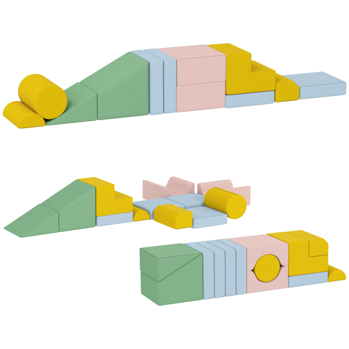Softbaustein-Set f¨¹r Kinder, 12-teiliges Stoffblock-Set, Schaumstoff, Cordbezug, waschbar, Pastellbunt