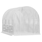 Walk-in Polytunnel Greenhouse Green House with Roll-up Sidewalls, UV-resistant PE Cover, 3 x 2 x 2m, White
