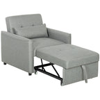 3-in-1 Schlafsessel, Ausziehbarer Sofa-Bett Sessel mit Verstellbarer Rückenlehne, Grau