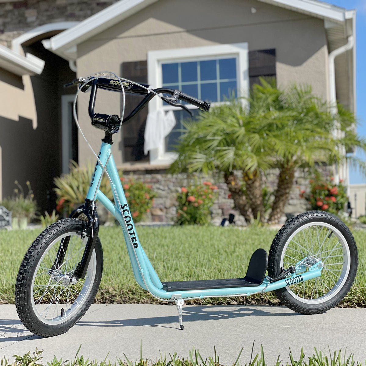 Kinderscooter mit Bremse höhenverstellbar Leichtbau Hellblau