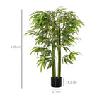 K¨¹nstliche Pflanze, Bambus aus Kunststoff im Topf, 780 Bl?tter, realistischer Look, kaum Pflegeaufwand, 140 cm, Gr¨¹n