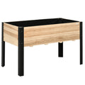 Hochbeet Pflanzkasten Blumenkasten Blumentopf Kr?uterbeet mit Vliesstoff Massivholz Stahl Natur+Schwarz 120 x 60 x 74 cm