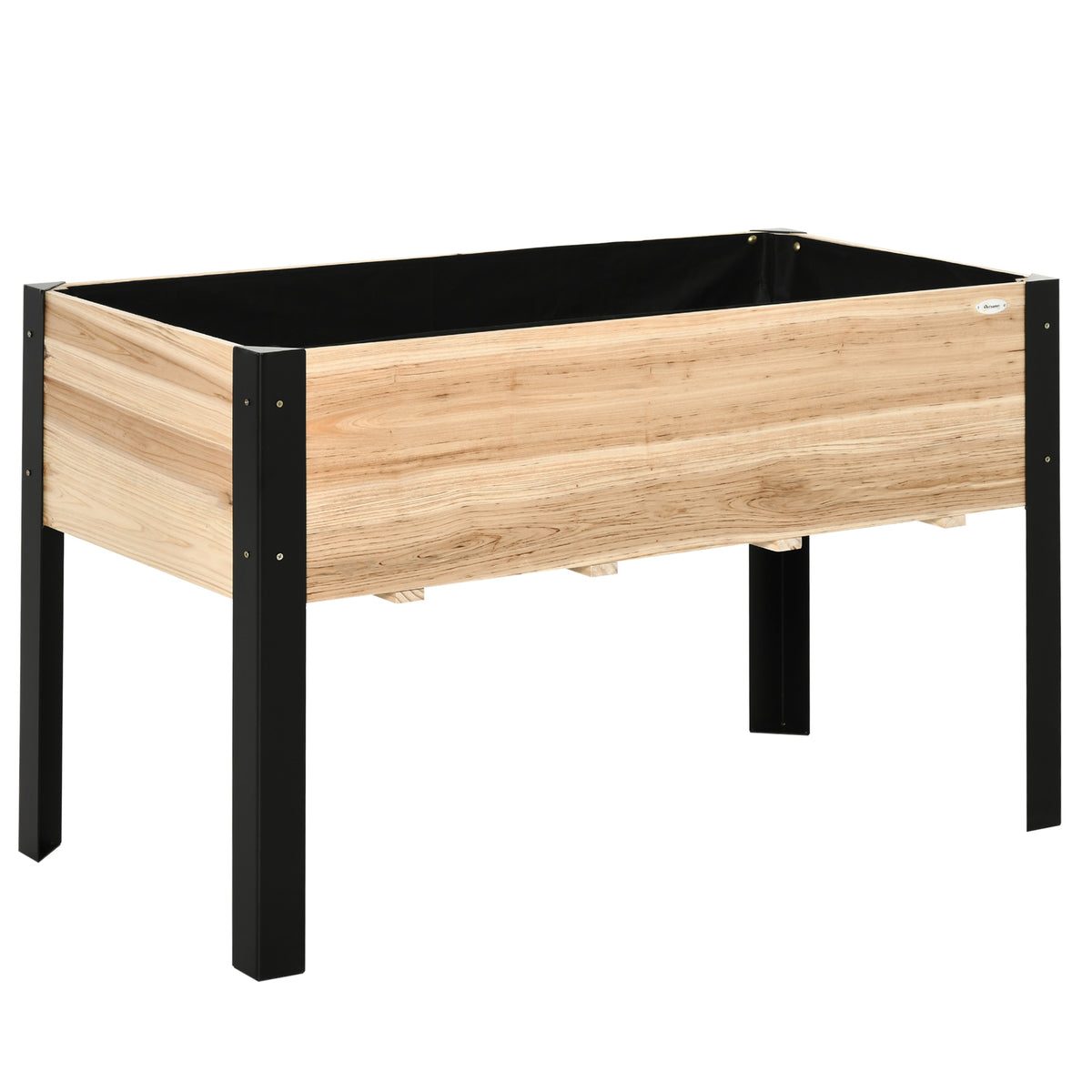 Hochbeet Pflanzkasten Blumenkasten Blumentopf Kr?uterbeet mit Vliesstoff Massivholz Stahl Natur+Schwarz 120 x 60 x 74 cm