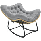 Rattan Schaukelstuhl Gartenliege mit dicke Kissen, Gartenschaukel bis 120 kg Indoor Outdoor 87 x 110 x 70 cm Grau