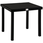 78 cm Garden Dining Table for 4 People, Square Outdoor Coffee End Side Table with Aluminium Legs, Black