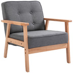 Sessel Wohnzimmer Loungesessel Relaxsessel mit Holzbeine Lesesessel mit Leinenoptik, Polstersessel für Schlafzimmer Grau