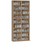 9-stufiges DVD-Regal mit 18 Fächern und 14 verstellbaren Einlegeböden, Platz für 640 CDs, 360 DVDs oder 430 Blu-rays, Naturholz