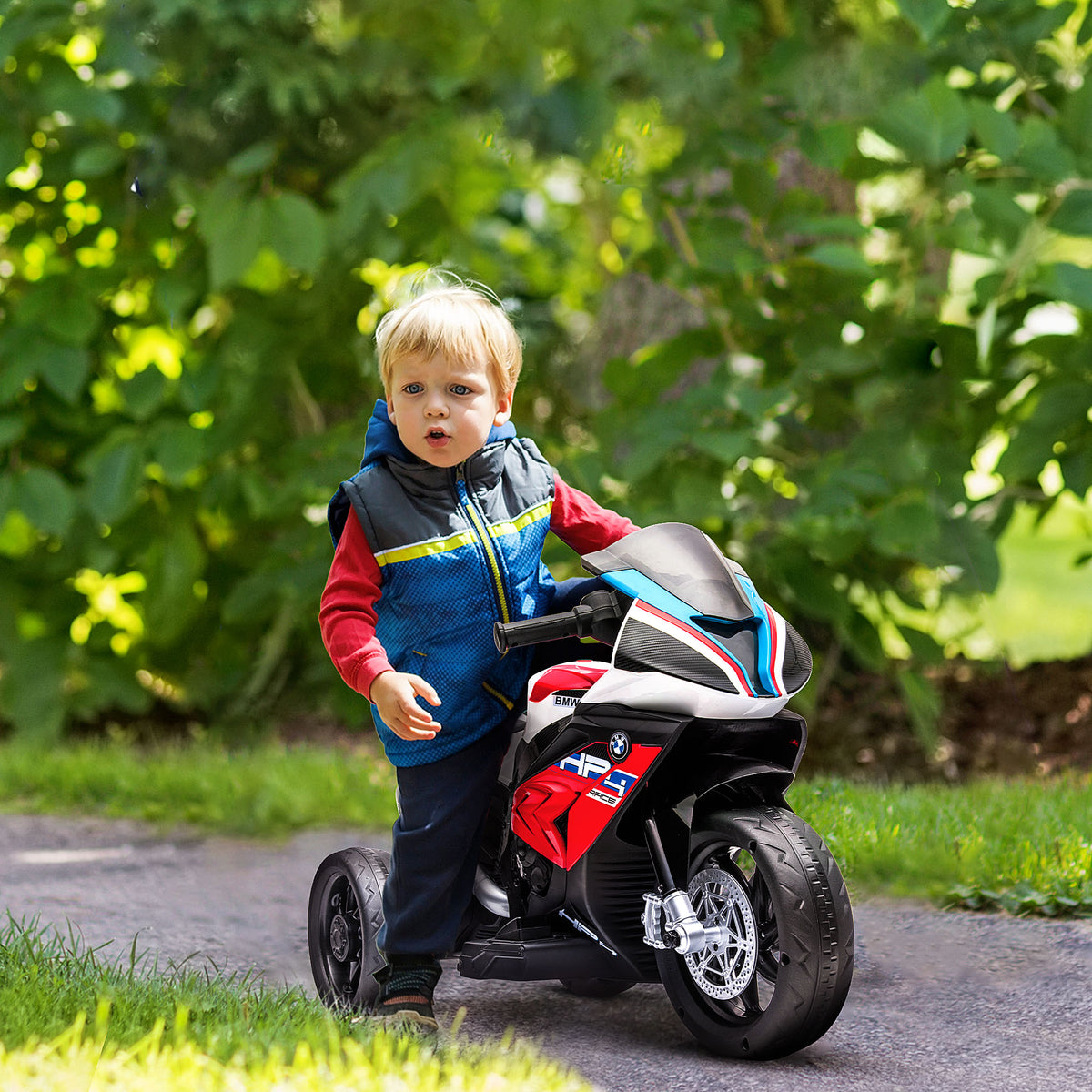 Kindermotorrad, Elektromotorrad, Scheinwerfer, 3 Musikmodi, f¨¹r Kinder 1,5-5 Jahre, Rot, 82,5 x 42 x 54cm