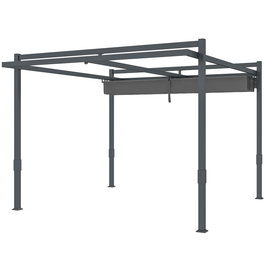 Pergola Pavillon ca. 3,5x3m Aluminium Stabil winterfest Sonnenschutz mit verstellbares Schiebedach Grau