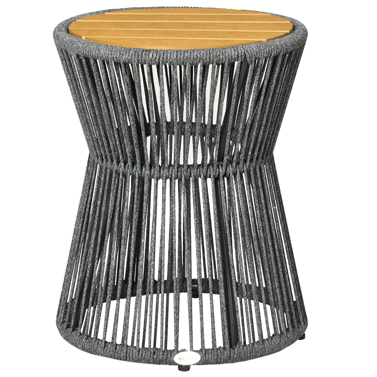 Gartentisch im Boho-Stil, wetterbest?ndig, PE-Rattan, 39 cm x 39 cm x 49 cm, Schwarz + Natur
