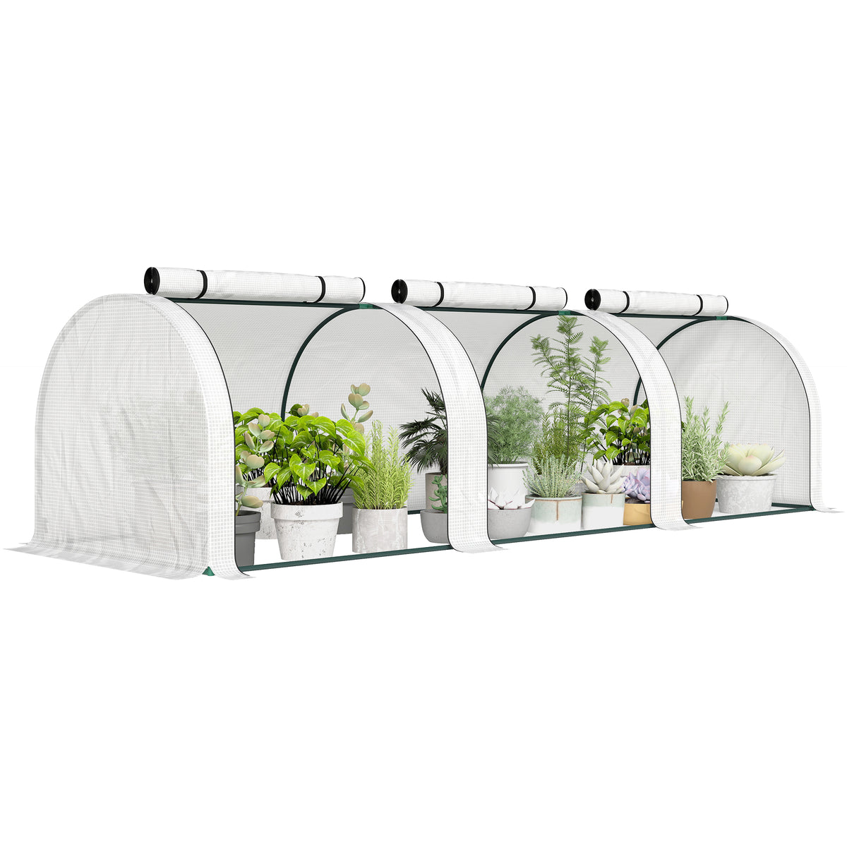 295 x 100 cm Low Tunnel Greenhouse - White