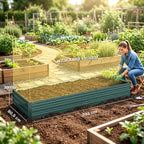 Metal Raised Garden Bed Planter Box Outdoor Planters for Growing Flowers, Herbs, Green, 241x90.5x30cm