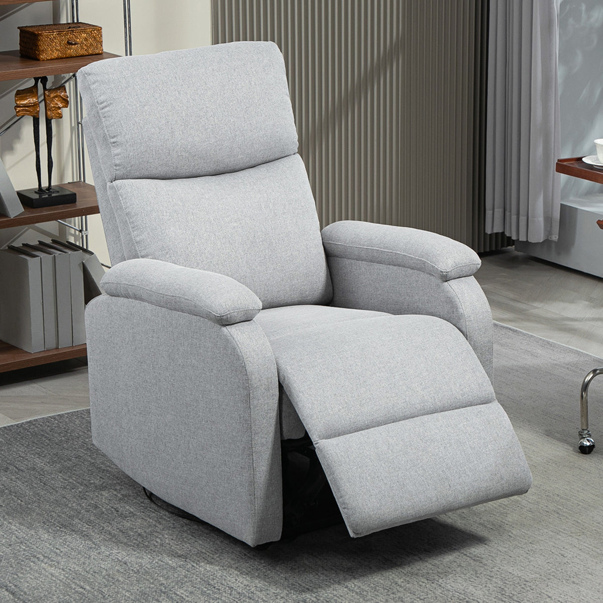 Recliner-Sessel, Entspannungssessel mit verstellbarer R¨¹ckenlehne, Fu?st¨¹tze, Polstersessel f¨¹r Wohnzimmer, Grau