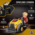 Kids Truck Engine Toy, Excavator Toy Steering Wheel with Spray, Lights and Sounds for 3-6 Years Boys Girls, Yellow