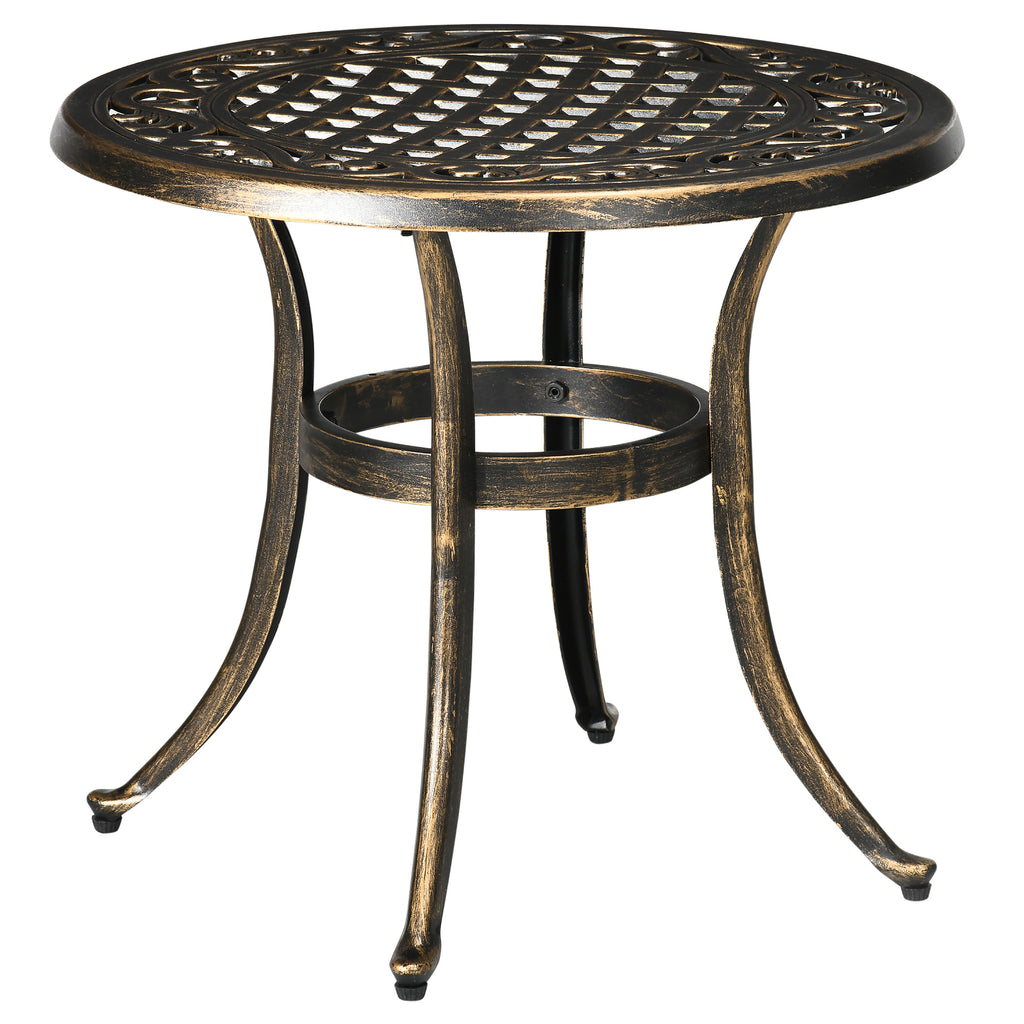 Beistelltisch Garten wetterfester Gartentisch mit Gussaluminiumrahmen, rund 60kg belastbar Ø60x52,5H cm