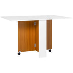 Ausklappbarer Esstisch Ausziehbarer Esstisch, mobil, modernes Design, 120 cm x 80 cm x 73 cm, Teak + Weiß