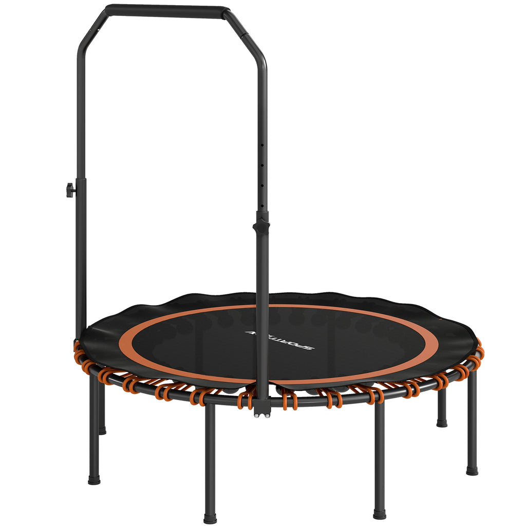 Fitness-Trampolin mit verstellbarem Handlauf, Sport-Trampolin f¨¹r drinnen und drau?en, Stahl, Kunststoff, Orange