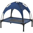 Haustierbett Outdoor-Hundebett, wetterbeständig, mit Baldachin, 61cm x 46 cm x 62 cm, Blau + Schwarz