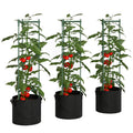 3 Packs Tomato Cages with 83.7L Grow Bags, 120cm Adjutstable Triangle Plant Stakes Support Trellis with Planter Bags