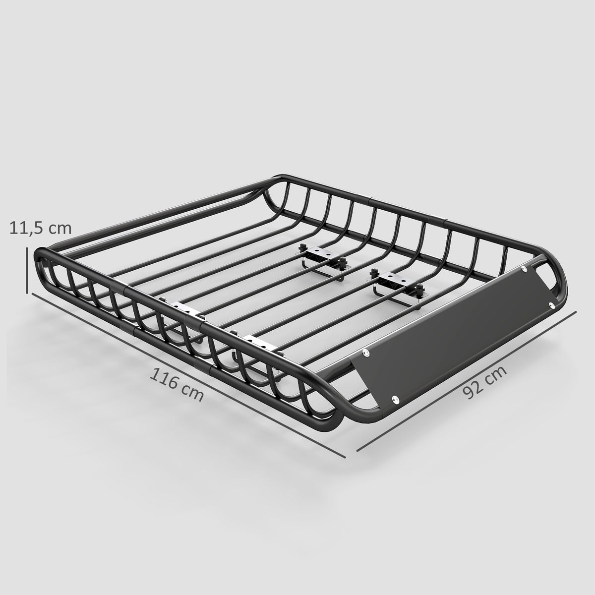 Dachgepäckträger Universal Dachkorb mit Windschutz, bis 150 kg, 116 x 92 x 11,5 cm für SUV Trucks Schwarz