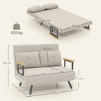Schlafsofa 2er-Sofa Samtsofa, Schlaffunktion, inkl. 2 Kissen, Samtoptik, Natur + Beige + Schwarz